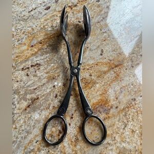Vintage Italy Silver Plated Shell Handle Serving Tongs